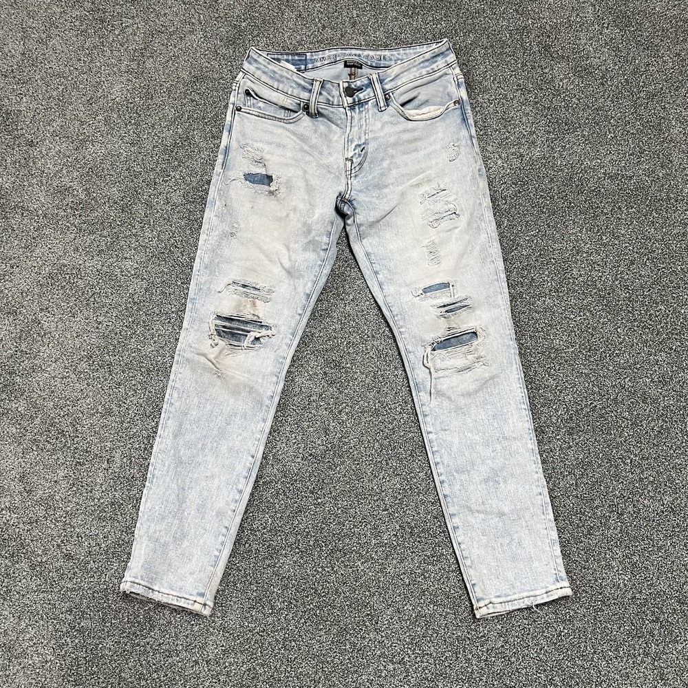 American Eagle AirFlex+ Temp Tech Distressed Skinny Jeans Men’s 28x28 Light